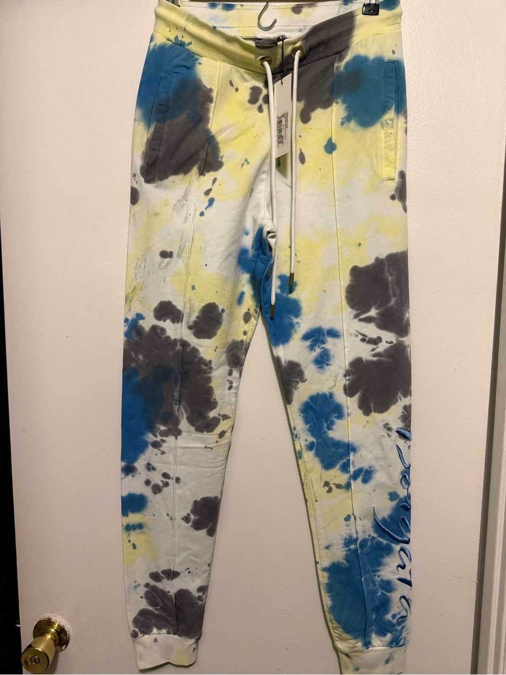Tie-Dye Kids Sweatpants in Yellow, Blue & Gray - Casual Joggers
